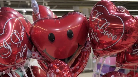 Balloons in the shape of hearts. Stock Footage 231856825