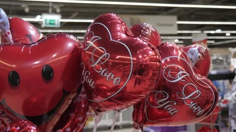 Balloons in the shape of hearts. Stock Footage 231856829