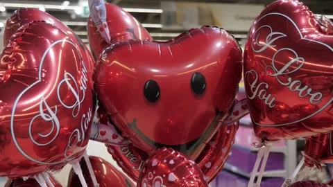Balloons in the shape of hearts. Stock Footage 231856832
