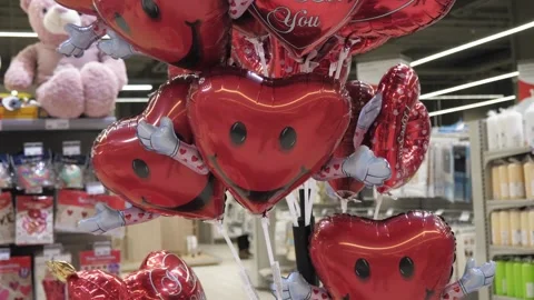 Balloons in the shape of hearts. Stock Footage 231856834