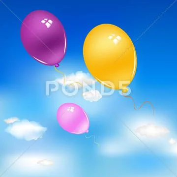 Balloons in sky Stock Illustration