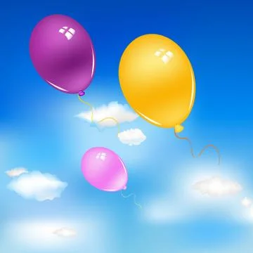 Balloons in sky Stock Illustration