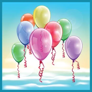 Balloons in the sky Stock Illustration