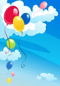 Balloons in the sky Stock Illustration