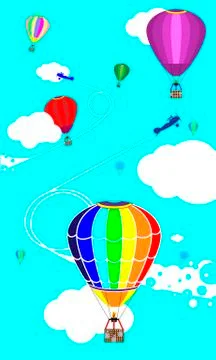 Balloons in the sky Stock Illustration