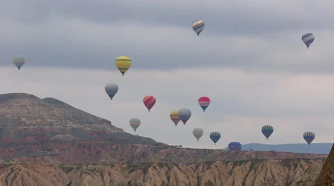 Balloons in the sky over Cappadocia Stock Footage 50827734