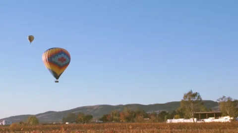 Balloons Soaring in Clear Blue Sky Stock Footage 270102820