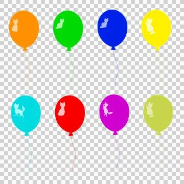 Balloons with a spot in the shape of a cat Stock Illustration