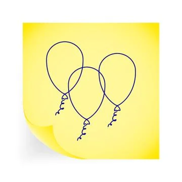 Balloons on a sticky note Stock Illustration