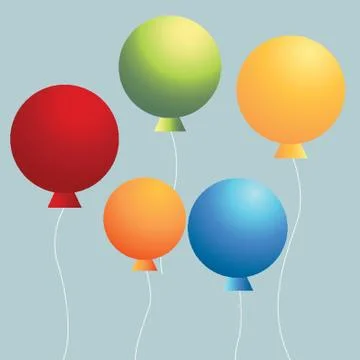 Balloons With Strings 스톡 일러스트