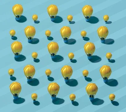 Balloons on stripped 3d pattern background Stock Photos