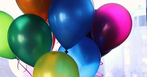 Balloons sway transparent in the interior Stock Footage 87010119