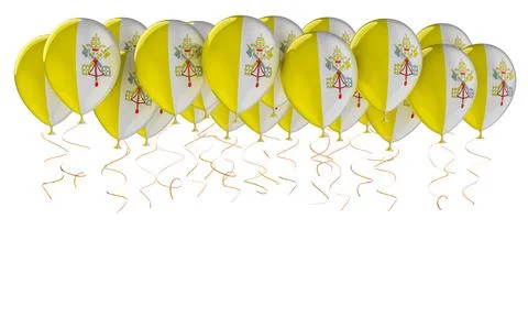 Balloons with Vatican flag, 3D rendering Illustration