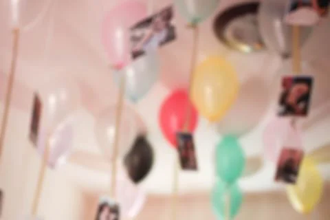 Balloons on  wall blur background Stock Photos