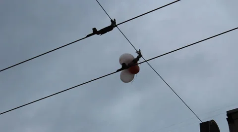 Balloons on wires 02 Stock Footage 31642287