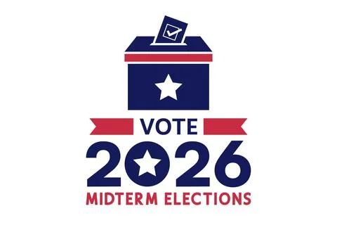 Ballot Box Checkmark Card Vote 2026 White Background Stock Illustration