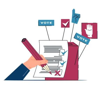 Ballot box for electoral process and vote in elections flat vector isolated. Stock Illustration