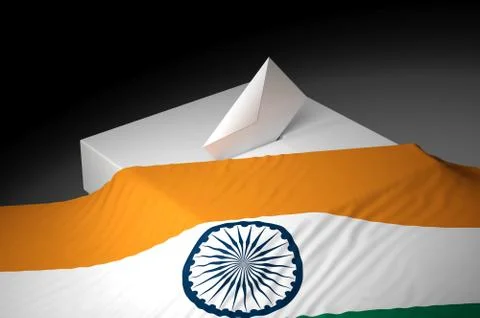 Ballot box with the flag of India Ilustración de archivo