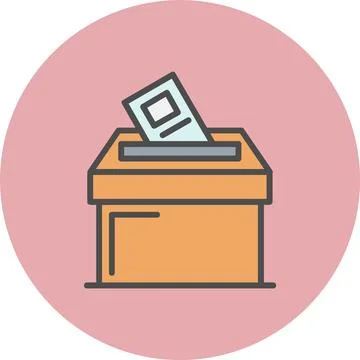 Ballot Box Line Filled Circle Icon Stock Illustration