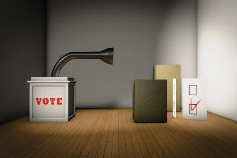 Ballot box looking with flashlight vote demonstrating Searching for votes con Stock Illustration