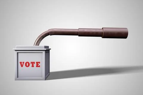 Ballot box looking through a telescope Searching for votes concept. 3D illust Stock Illustration