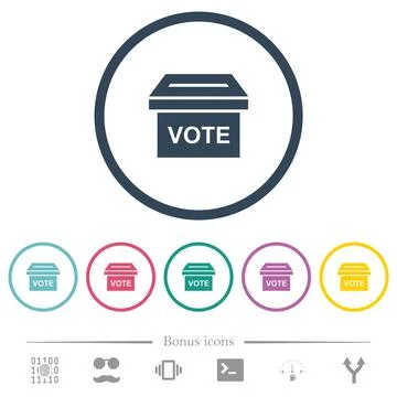Ballot box solid flat color icons in round outlines Stockillustratie