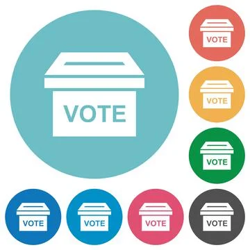 Ballot box solid flat round icons 스톡 일러스트