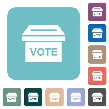 Ballot box solid rounded square flat icons Stock Illustration
