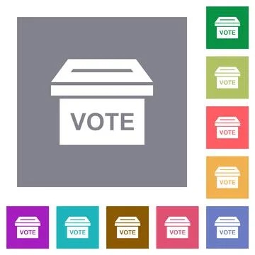 Ballot box solid square flat icons 스톡 일러스트