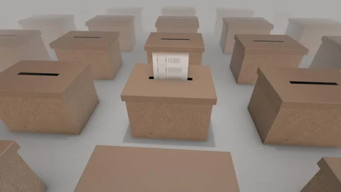 Ballot boxes with votes being cast during election Video stock 138154232