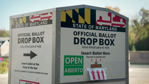 Ballot Drop Box Mail In Voting 2024 Presidential Elections Maryland Closeup Stock Footage 290263900