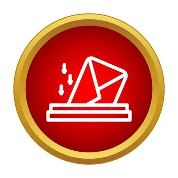 Ballot envelope submitting votes in red circle icon Stock Illustration