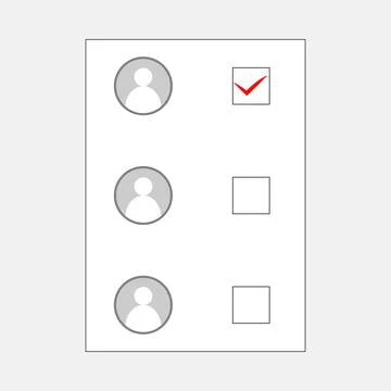 Ballot form with avatars and boxes for selection Stock Illustration
