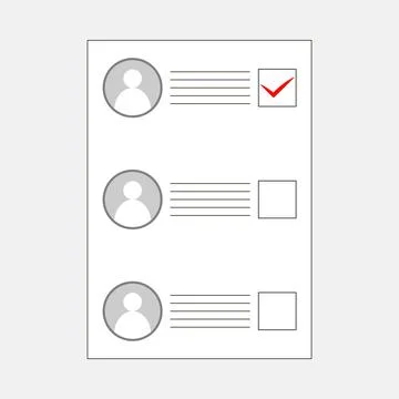 Ballot or questionnaire for selection of three candidates Stock Illustration