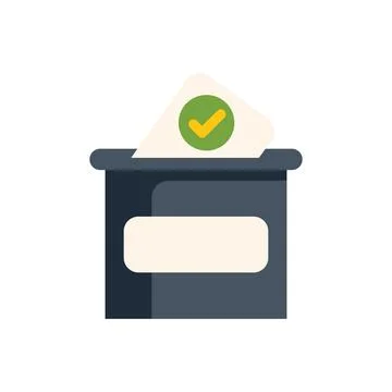 Ballot paper being inserted into ballot box with tick sign Illustrazione stock