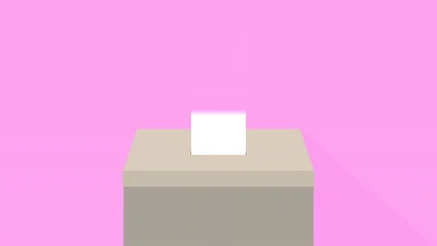 Ballot paper going in to voting box, democracy concept loop pink Stock Footage 98050180