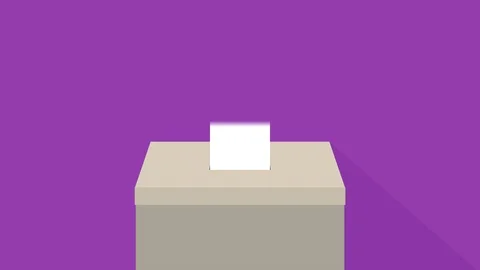 Ballot paper going in to voting box, democracy concept loop purple Video stock 98050181