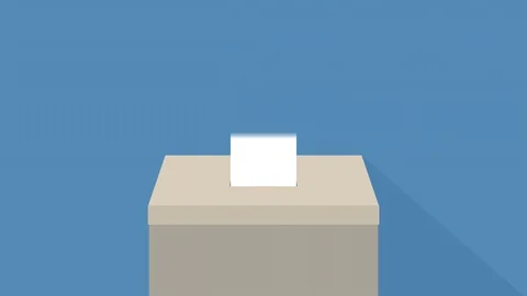 Ballot paper going in to voting box, democracy concept loop blue Stock Footage 98050188