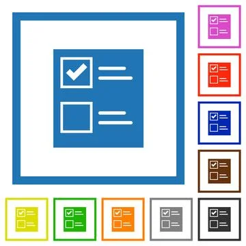 Ballot paper solid flat framed icons Illustrazione stock