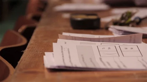 Ballot papers being sorted in a referendum Stock Footage 97475321