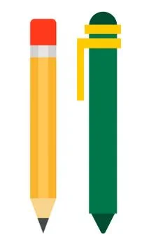 Ballpoint and eraser pencil vector icon flat isolated Stock Illustration