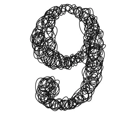 Ballpoint pen curls.Vector number. Stock Illustration