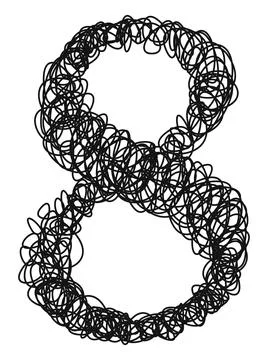 Ballpoint pen curls.Vector number. Stock Illustration
