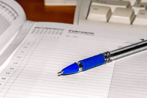 Ballpoint pen on diary Stock Photos