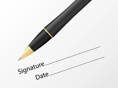 Ballpoint pen on document Stock Illustration