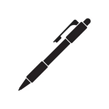 Ballpoint pen icon in flat style. Office tool vector illustration on isolat.. Ilustración de archivo