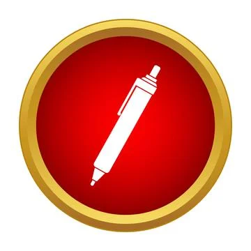 Ballpoint pen icon in red circle for writing Ilustración de archivo