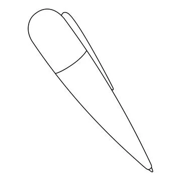 Ballpoint Pen Outline for Back to School Coloring Illustration