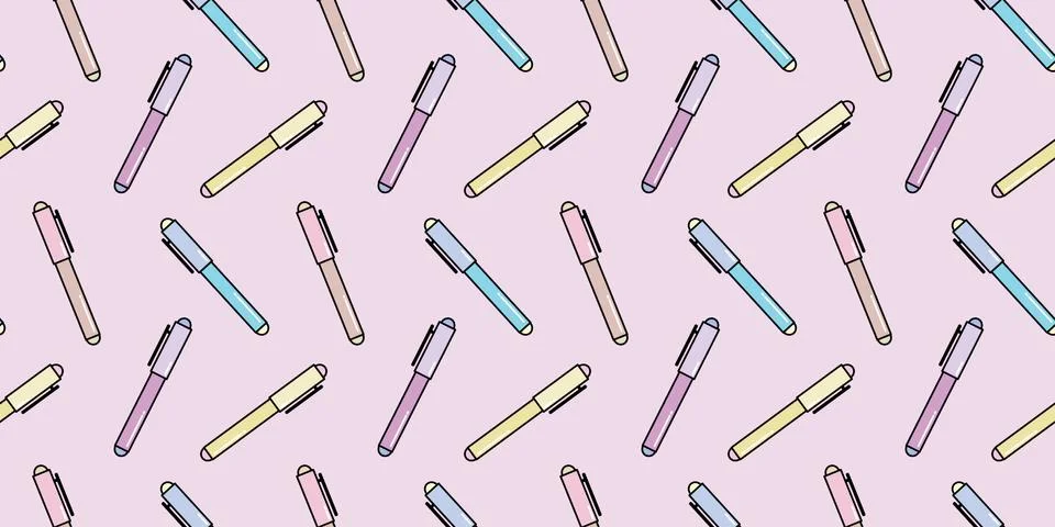 Ballpoint pen, pen seamless pattern vector background Stock Illustration