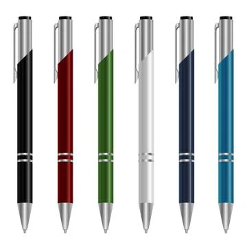 Ballpoint pen set vector design illustration isolated on white background Stock Illustration